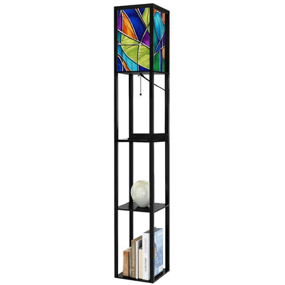 Kate McEnroe New York Mid Century Modern Faux Stained Glass Floor Lamp With ShelfLamp with ShelveswGUDcDQqWu