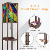 Kate McEnroe New York Mid Century Modern Faux Stained Glass Floor Lamp With ShelfLamp with ShelveswGUDcDQqWu
