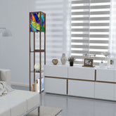 Kate McEnroe New York Mid Century Modern Faux Stained Glass Floor Lamp With ShelfLamp with ShelveswGUDcDQqWu