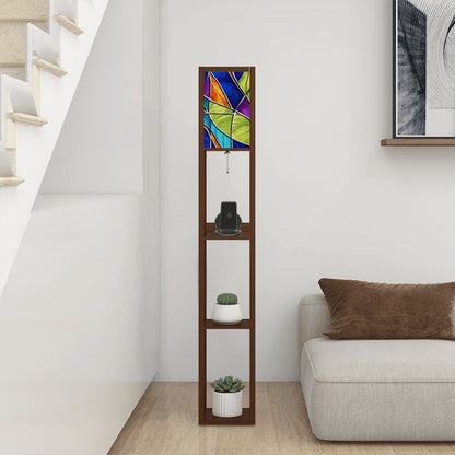 Kate McEnroe New York Mid Century Modern Faux Stained Glass Floor Lamp With ShelfLamp with ShelveswGUDcDQqWu