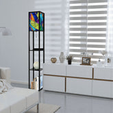 Kate McEnroe New York Mid Century Modern Faux Stained Glass Floor Lamp With ShelfLamp with ShelveswGUDcDQqWu