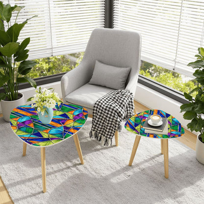 Kate McEnroe New York Mid Century Modern Faux Stained Glass Retro Nesting TablesNesting TablesSaJ80I2GYE