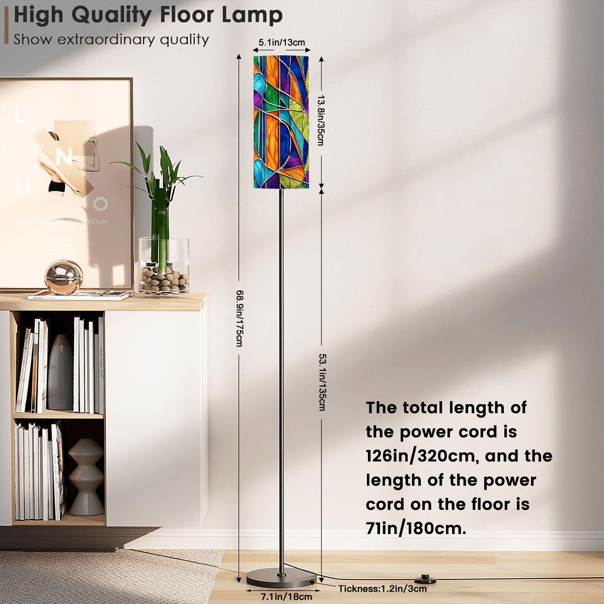 Kate McEnroe New York Mid Century Modern Faux Stained Glass Slim Floor LampSlim Floor LampskRsi5TQ2gP