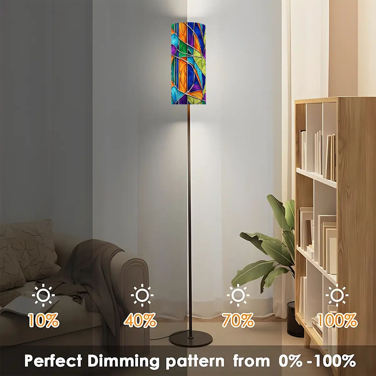 Kate McEnroe New York Mid Century Modern Faux Stained Glass Slim Floor LampSlim Floor LampskRsi5TQ2gP