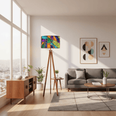 Kate McEnroe New York Mid Century Modern Faux Stained Glass Tripod Floor LampTripod Floor Lamps6TSCFraRuh