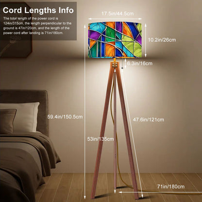 Kate McEnroe New York Mid Century Modern Faux Stained Glass Tripod Floor LampTripod Floor Lamps6TSCFraRuh