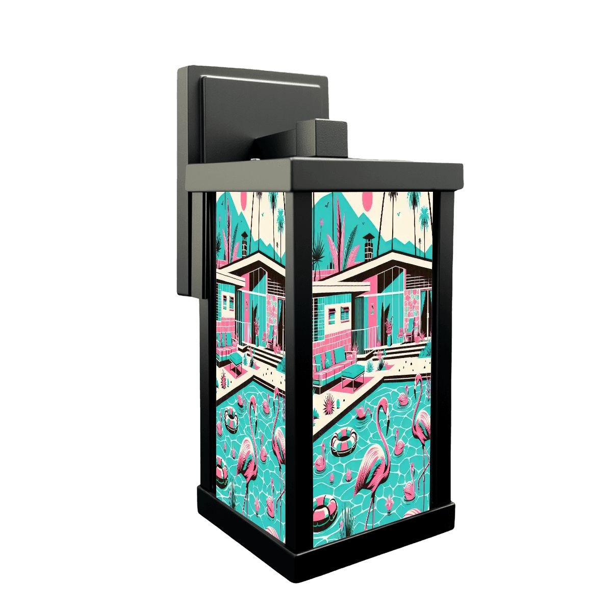 Kate McEnroe New York Mid Century Modern Flamingo Poolside Wall Sconce, Retro Palm Springs Patio Light, 50s MCM Accent LampOutdoor Wall LightswjUo78m5xp