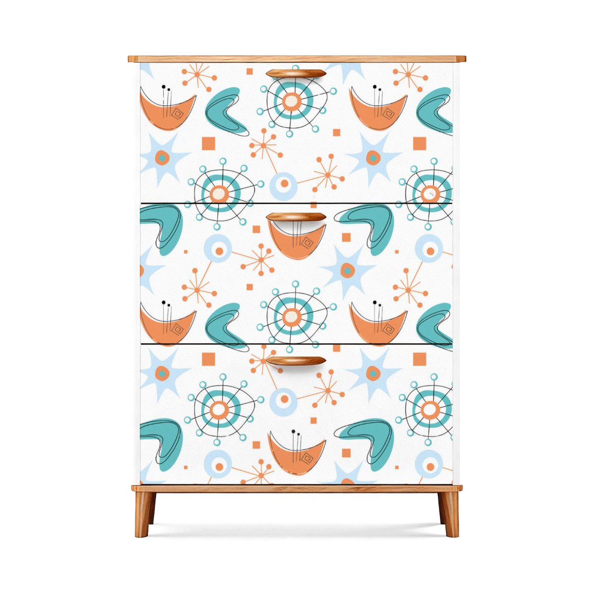 Kate McEnroe New York Mid Century Modern Flip Drawer Shoe Cabinet, Atomic Boomerang Starburst Design, Retro MCM Entryway OrganizerShoe Storagel0byYoxfl1