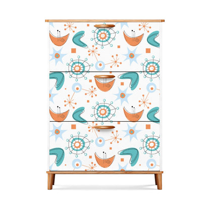 Kate McEnroe New York Mid Century Modern Flip Drawer Shoe Cabinet, Atomic Boomerang Starburst Design, Retro MCM Entryway OrganizerShoe Storagel0byYoxfl1