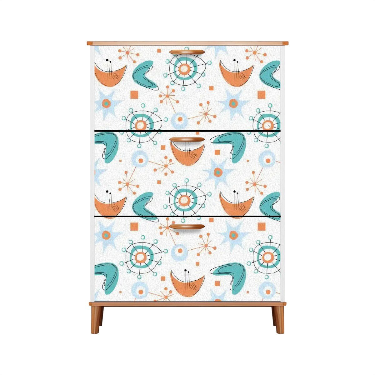 Kate McEnroe New York Mid Century Modern Flip Drawer Shoe Cabinet, Atomic Boomerang Starburst Design, Retro MCM Entryway OrganizerShoe Storagel0byYoxfl1