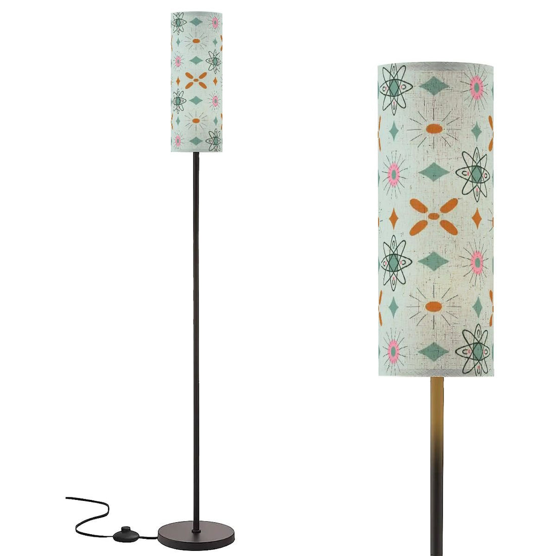 Kate McEnroe New York Mid Century Modern Floor Lamp, Retro Atomic Starburst Linen Shade, 1950s MCM LampFloor Lampswk8PaDY5VB