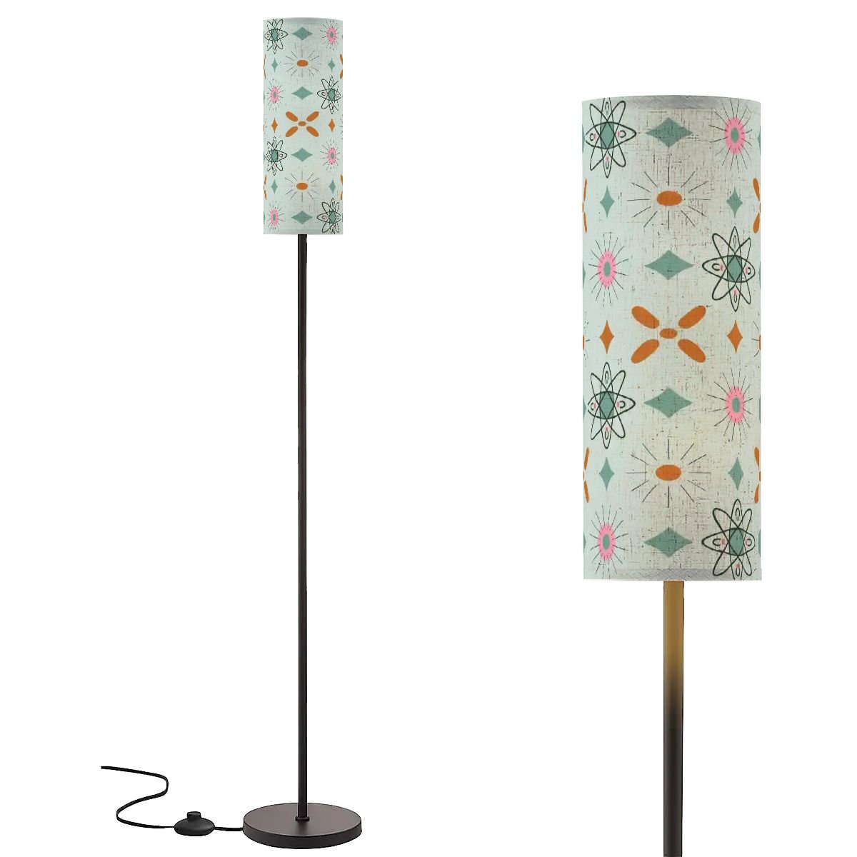 Kate McEnroe New York Mid Century Modern Floor Lamp, Retro Atomic Starburst Linen Shade, 1950s MCM LampFloor Lampswk8PaDY5VB