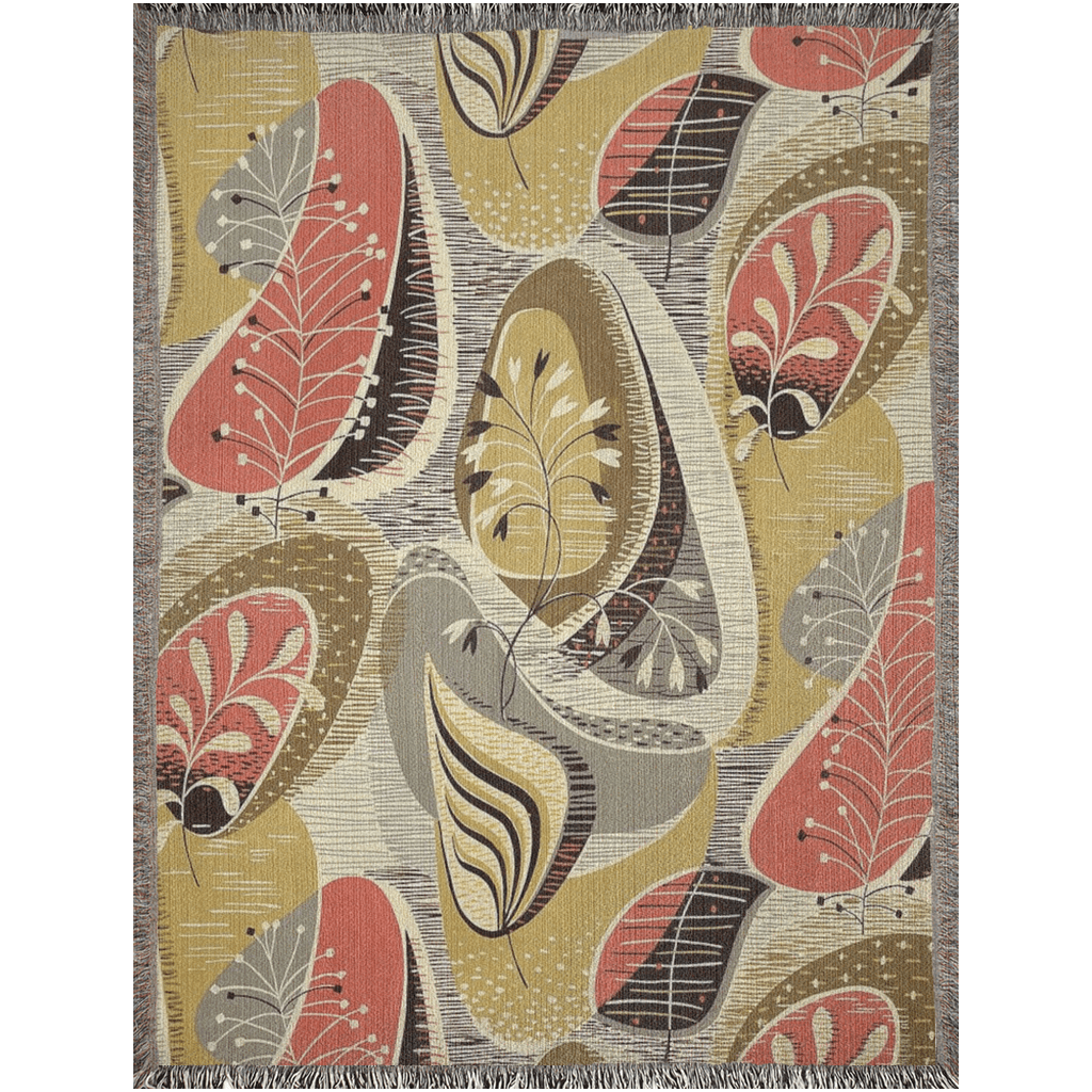 Kate McEnroe New York Mid Century Modern Floral Amoeba Woven Blankets Blankets