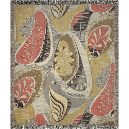 Kate McEnroe New York Mid Century Modern Floral Amoeba Woven Blankets Blankets