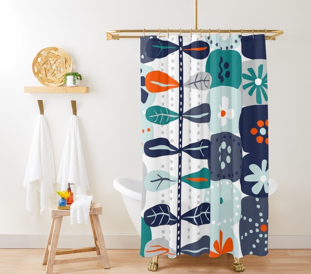 Kate McEnroe New York Mid Century Modern Floral Shower Curtain, Retro 60s Scandinavian Boho Bathroom DecorShower Curtains26218681961931756894