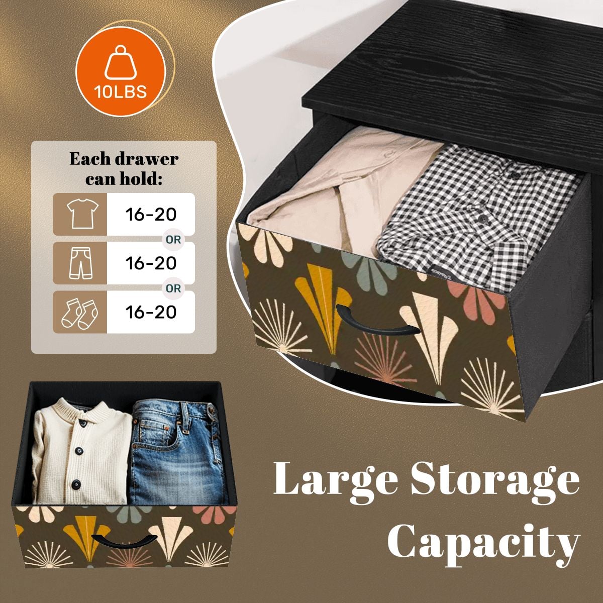 Kate McEnroe New York Mid Century Modern Floral Starburst Brown Retro 4 Drawer DresserDressersAJx0dJfAKq