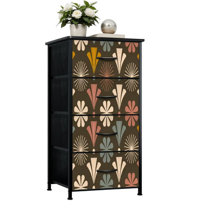 Kate McEnroe New York Mid Century Modern Floral Starburst Brown Retro 4 Drawer DresserDressersAJx0dJfAKq