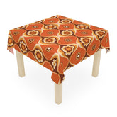 Kate McEnroe New York Mid Century Modern Flower Power Orange Brown Tablecloth, Retro 70s Groovy Dining AccentTablecloths22467118065939254784