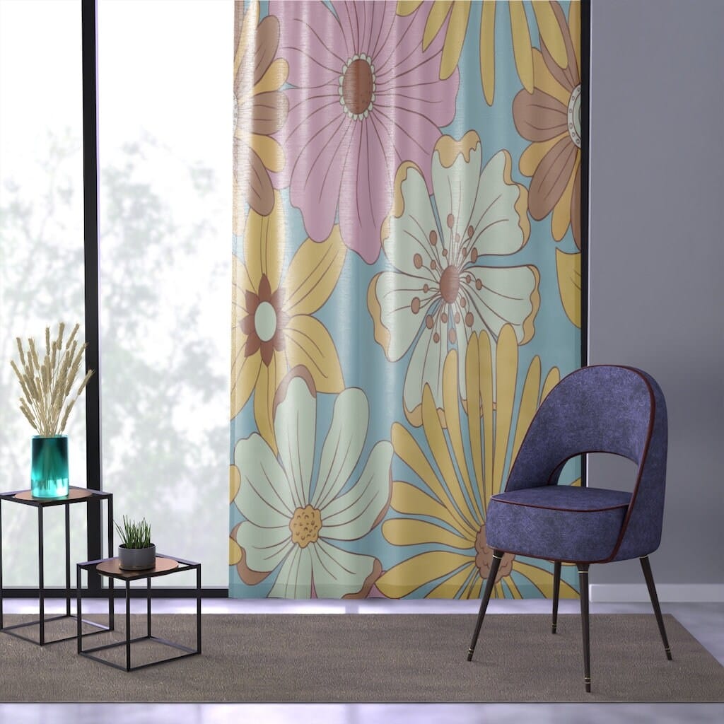 Kate McEnroe New York Mid Century Modern Flower Power Sheer Window CurtainWindow Curtains22288180000267358895