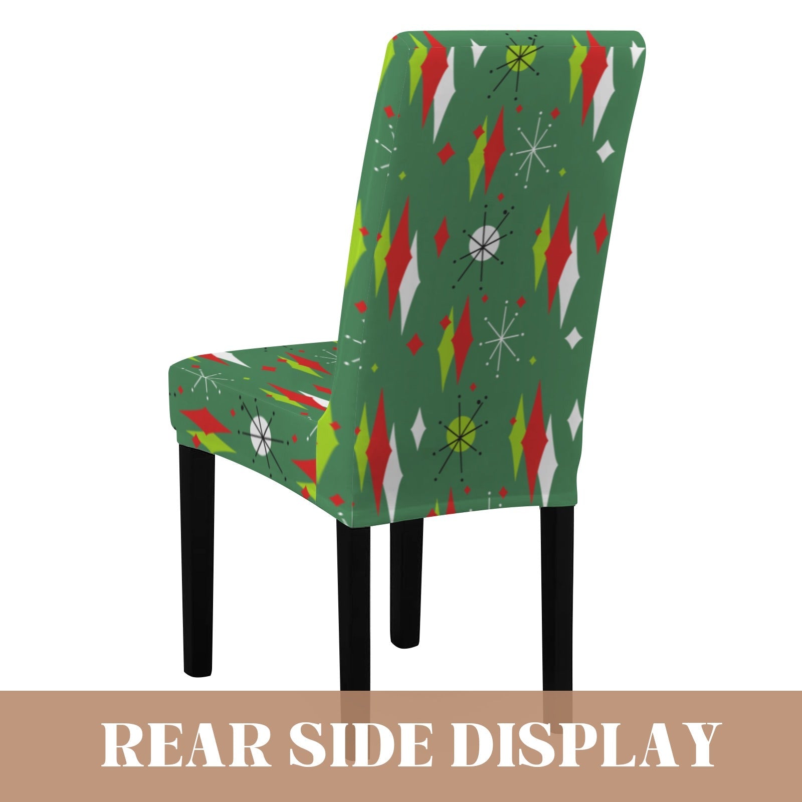Kate McEnroe New York Mid Century Modern Franciscan Diamond Starburst Green Christmas Dining Chair SlipcoversChair SlipcoversD3232915