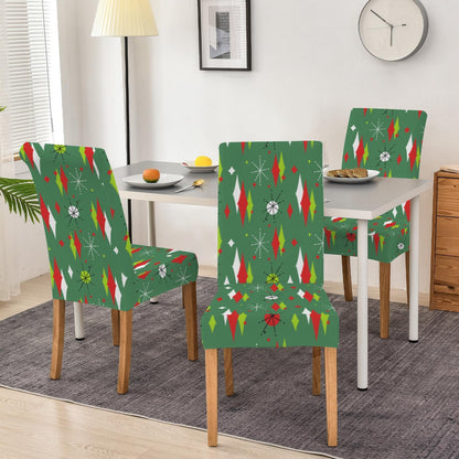 Kate McEnroe New York Mid Century Modern Franciscan Diamond Starburst Green Christmas Dining Chair SlipcoversChair SlipcoversD3232915