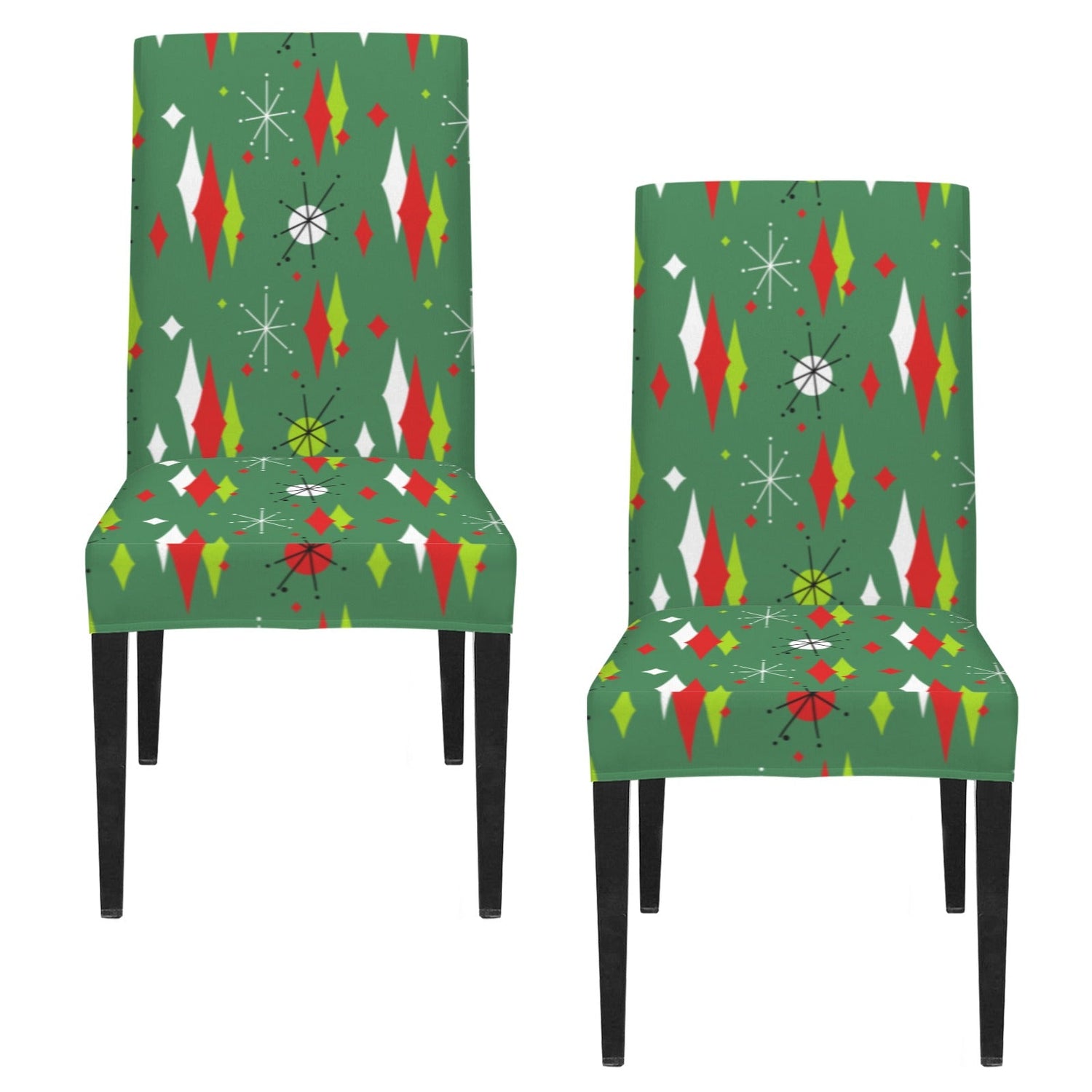 Kate McEnroe New York Mid Century Modern Franciscan Diamond Starburst Green Christmas Dining Chair SlipcoversChair SlipcoversD3232916