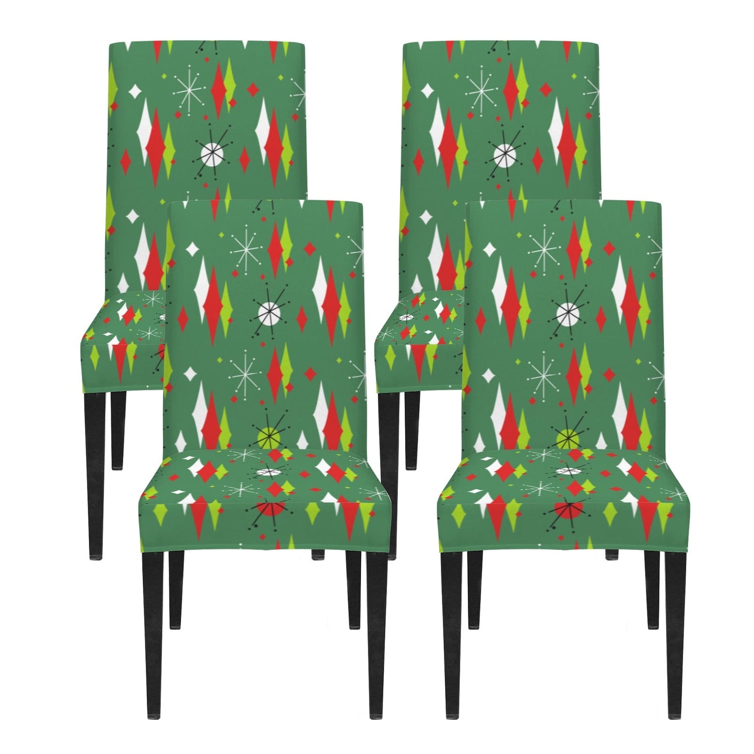 Kate McEnroe New York Mid Century Modern Franciscan Diamond Starburst Green Christmas Dining Chair SlipcoversChair SlipcoversD3232917