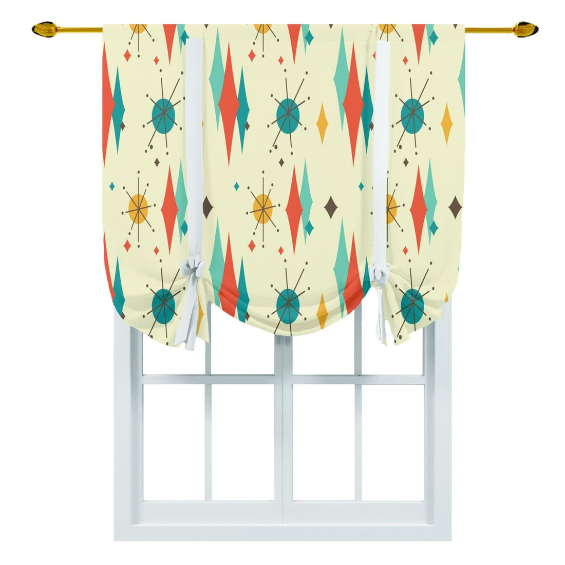 Kate McEnroe New York Mid Century Modern Franciscan Diamond Starburst Tie Up CurtainTie - up Curtains90139