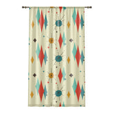 Kate McEnroe New York Mid Century Modern Franciscan Diamond Starburst Window Curtain, Retro 50s MCM Living Room, Bedroom PanelsWindow CurtainsW3D - FSC - STB - SH2