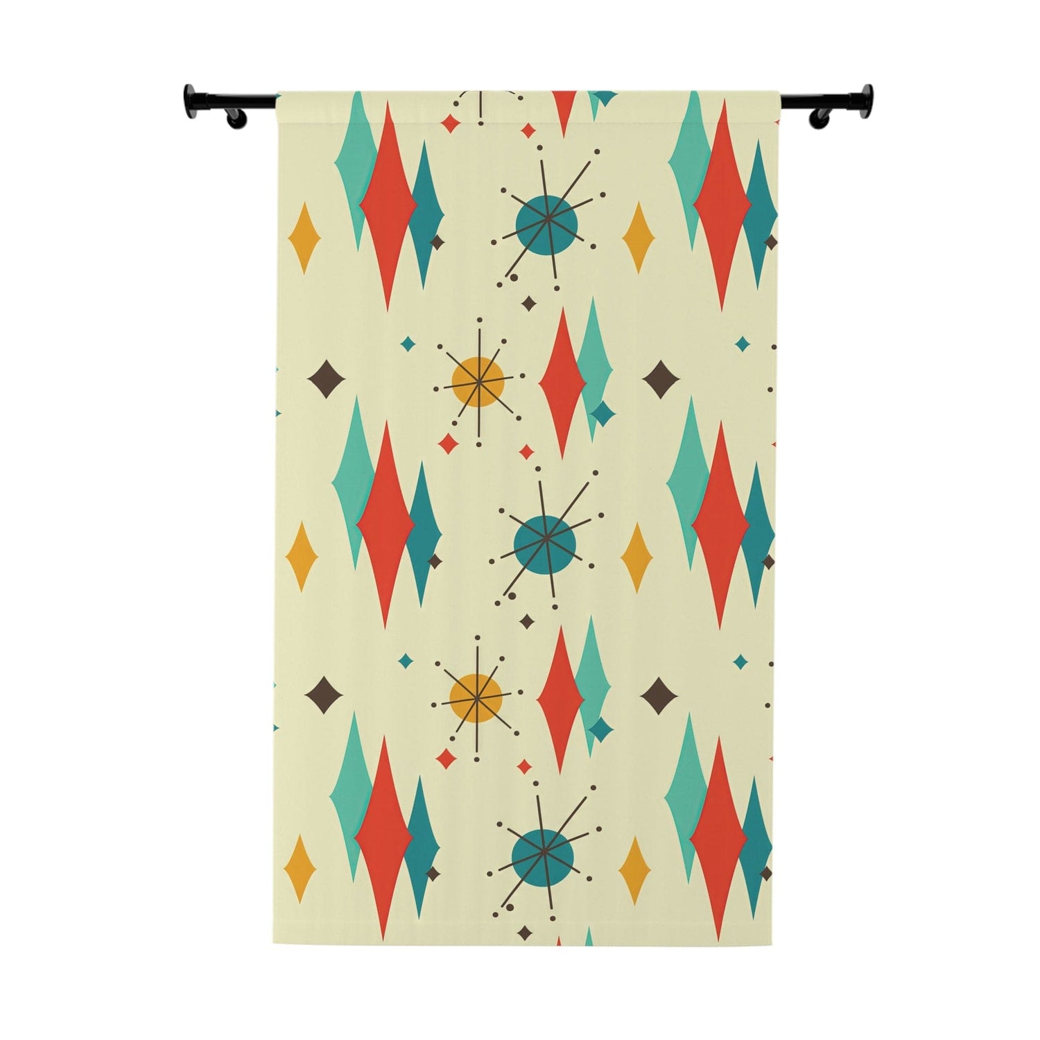 Kate McEnroe New York Mid Century Modern Franciscan Diamond Starburst Window Curtain, Retro 50s MCM Living Room, Bedroom PanelsWindow CurtainsW3D - FSC - STB - SH2