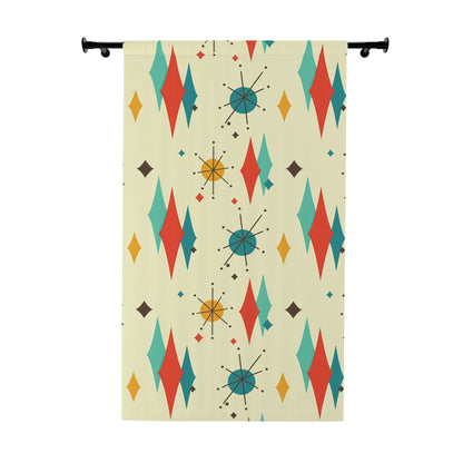 Kate McEnroe New York Mid Century Modern Franciscan Diamond Starburst Window Curtain, Retro 50s MCM Living Room, Bedroom PanelsWindow CurtainsW3D - FSC - STB - SH2