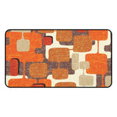 Kate McEnroe New York Mid Century Modern Geometric Abstract Desk Mat, Retro Orange, Brown, Cream MCM office AccessoriesDesk Pads15158641845797133346