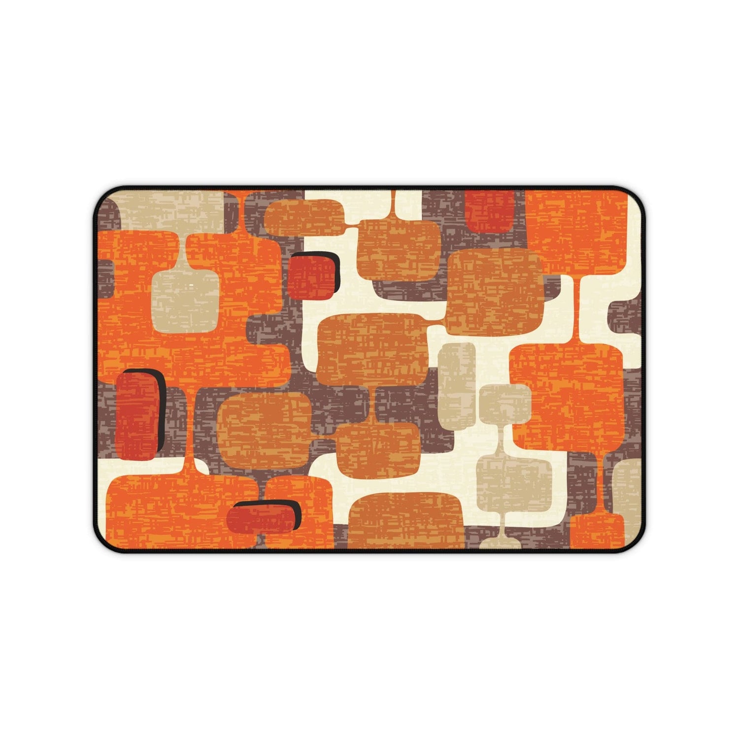 Kate McEnroe New York Mid Century Modern Geometric Abstract Desk Mat, Retro Orange, Brown, Cream MCM office AccessoriesDesk Pads15158641845797133346