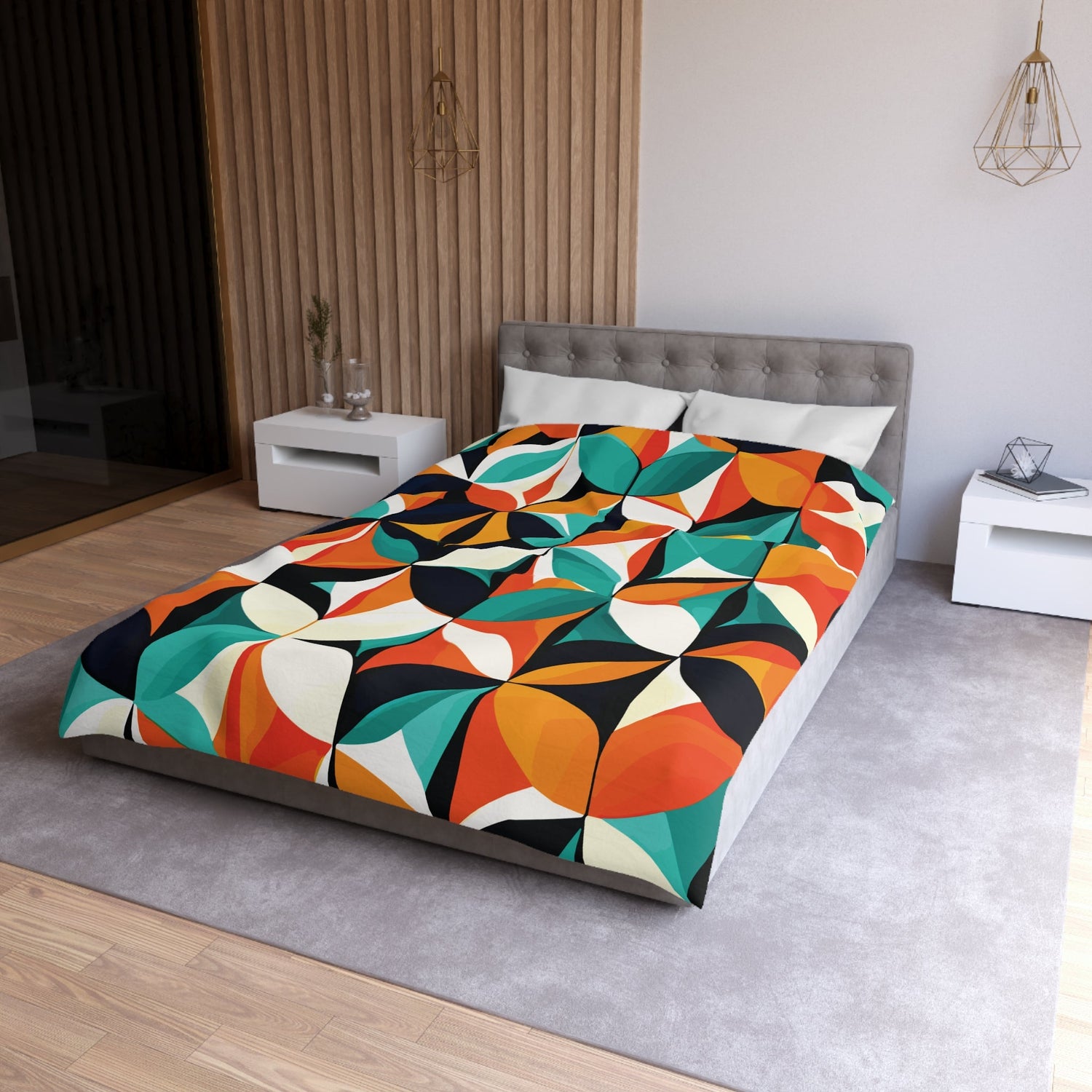 Kate McEnroe New York Mid Century Modern Geometric Abstract Duvet Cover, Retro King, Queen, Twin XL BeddingDuvet Covers14857410843971722475