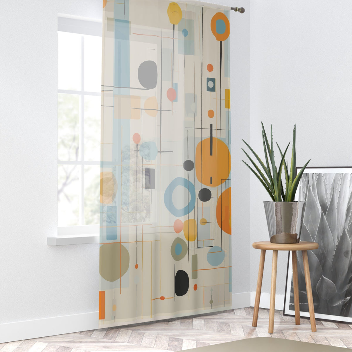 Kate McEnroe New York Mid Century Modern Geometric Abstract Sheer Window CurtainWindow Curtains24293293142600473532