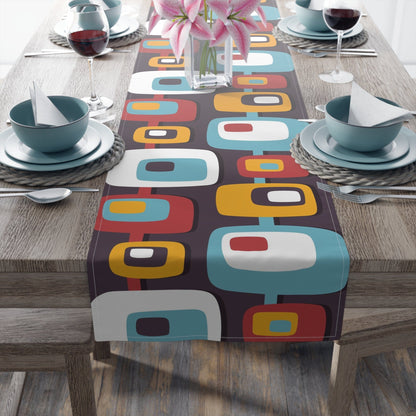 Kate McEnroe New York Mid Century Modern Geometric Abstract Squares Table Runner (Cotton, Poly)Table Runners60707706044766733348