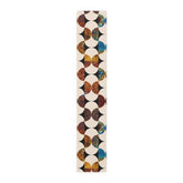 Kate McEnroe New York Mid Century Modern Geometric Abstract Table Runner, Brown, Blue Beige Retro Table DecorTable Runners12083302192948189206