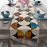 Kate McEnroe New York Mid Century Modern Geometric Abstract Table Runner, Brown, Blue Beige Retro Table DecorTable Runners13794885788887874984