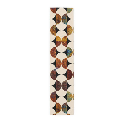 Kate McEnroe New York Mid Century Modern Geometric Abstract Table Runner, Brown, Blue Beige Retro Table DecorTable Runners47790153180242797487
