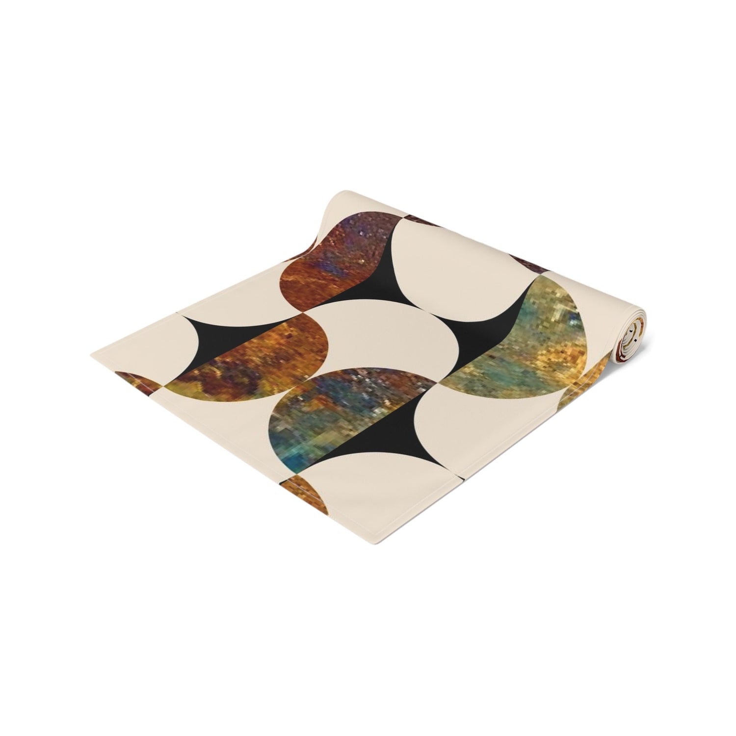 Kate McEnroe New York Mid Century Modern Geometric Abstract Table Runner, Brown, Blue Beige Retro Table DecorTable Runners47790153180242797487