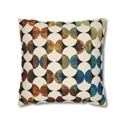 Kate McEnroe New York Mid Century Modern Geometric Abstract Throw Pillow Covers, Brown, Blue, Beige, 50s Retro Living Room, Bedroom Cushion Covers Throw Pillow Covers