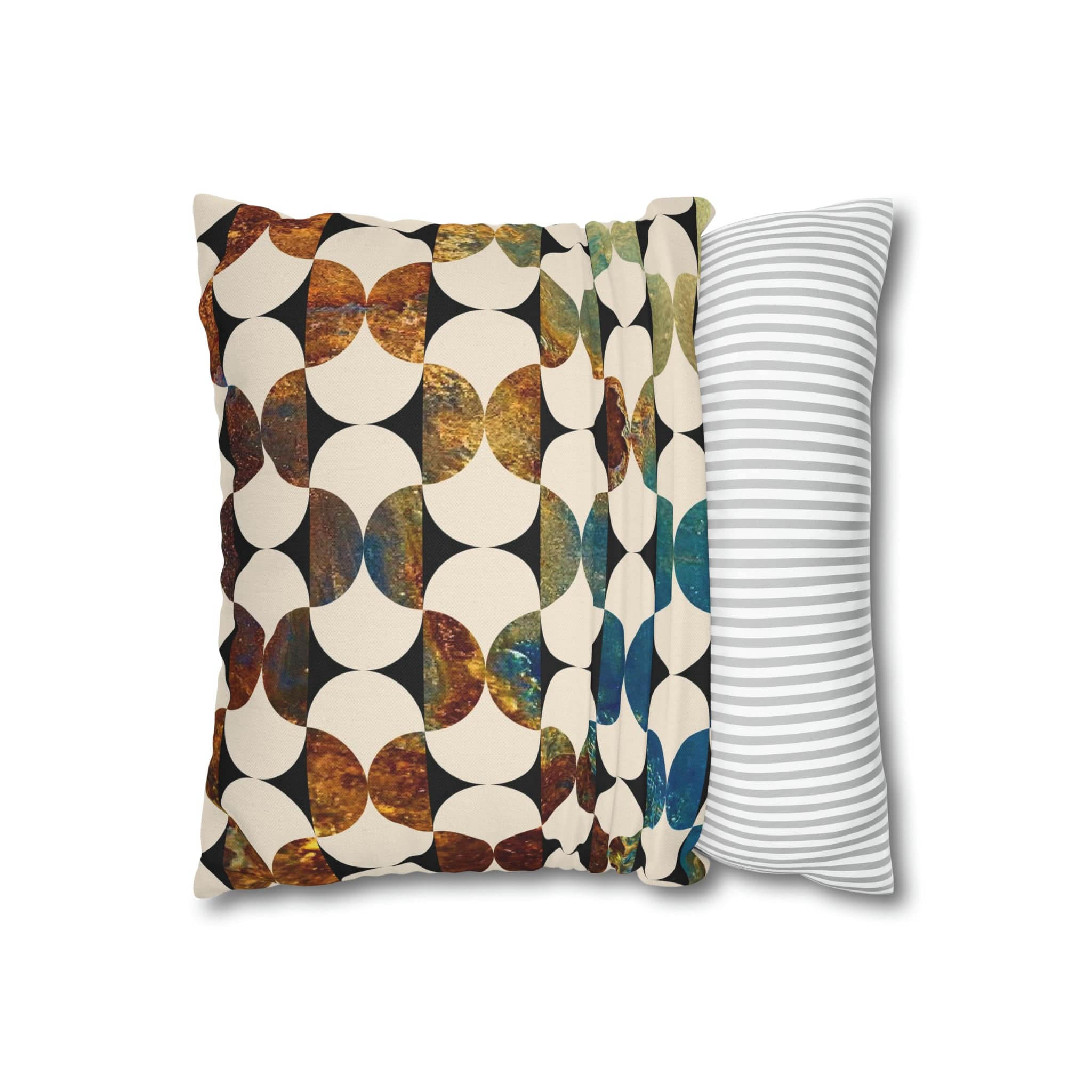 Kate McEnroe New York Mid Century Modern Geometric Abstract Throw Pillow Covers, Brown, Blue, Beige, 50s Retro Living Room, Bedroom Cushion CoversThrow Pillow Covers79006556349750932845