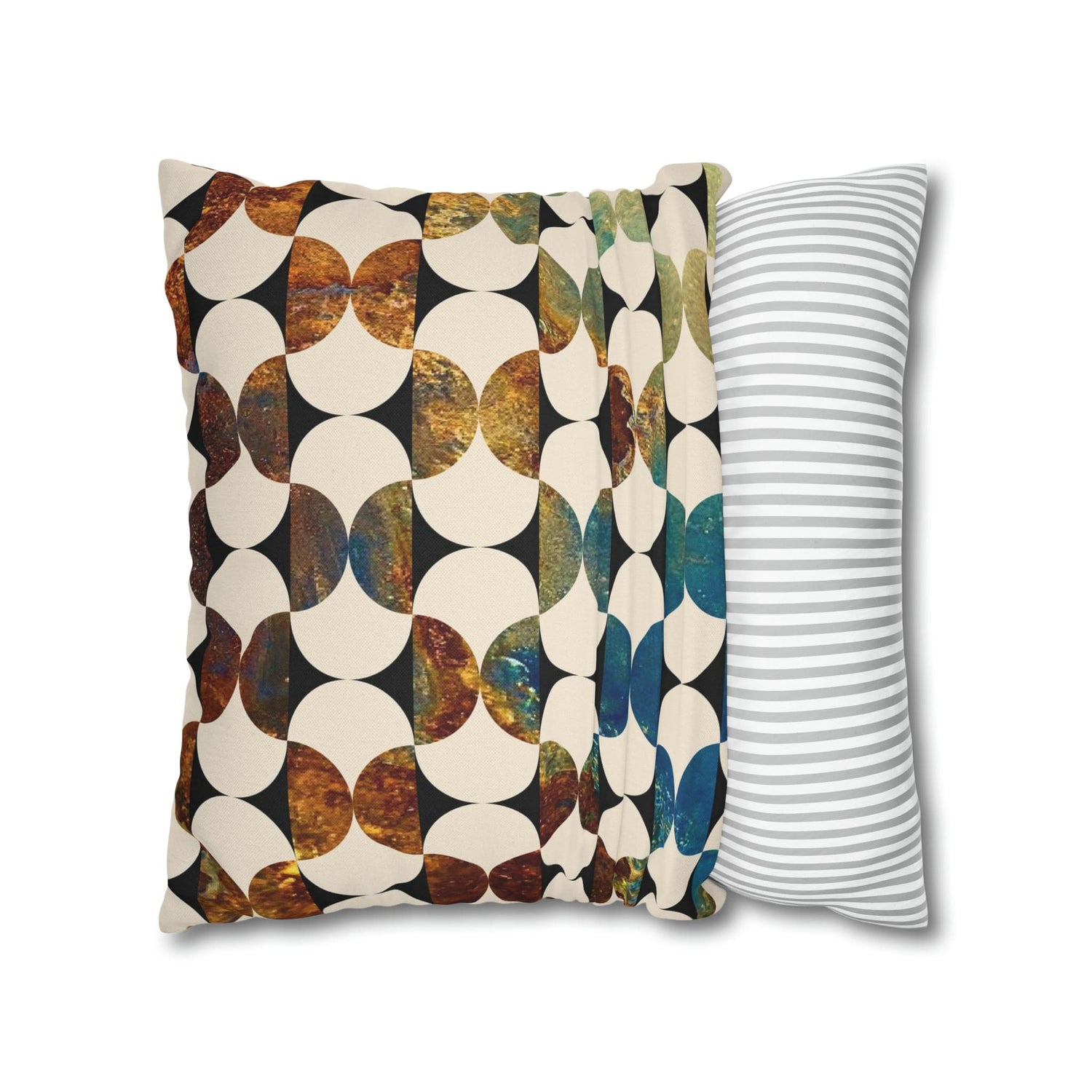 Kate McEnroe New York Mid Century Modern Geometric Abstract Throw Pillow Covers, Brown, Blue, Beige, 50s Retro Living Room, Bedroom Cushion CoversThrow Pillow Covers79006556349750932845