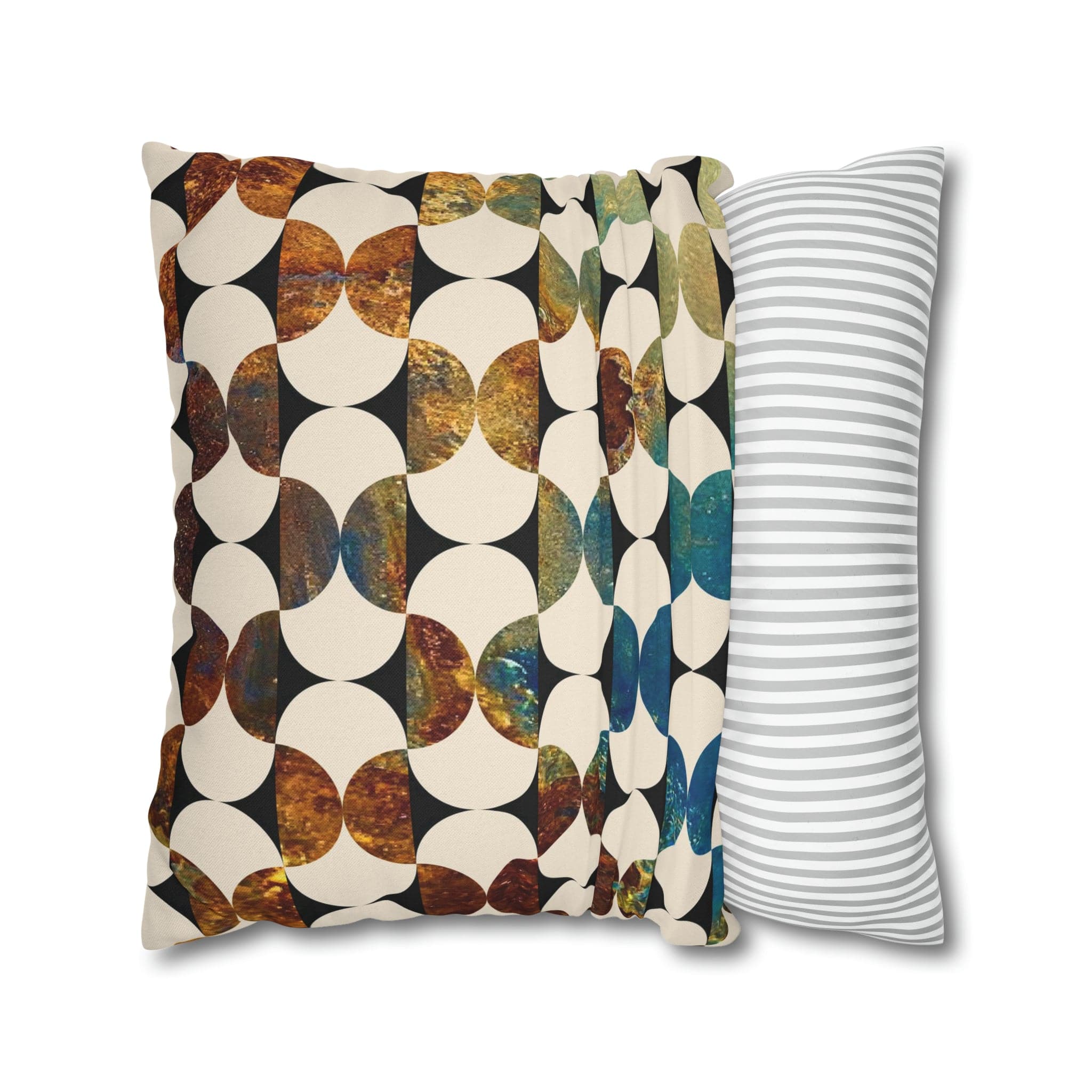 Kate McEnroe New York Mid Century Modern Geometric Abstract Throw Pillow Covers, Brown, Blue, Beige, 50s Retro Living Room, Bedroom Cushion CoversThrow Pillow Covers79006556349750932845