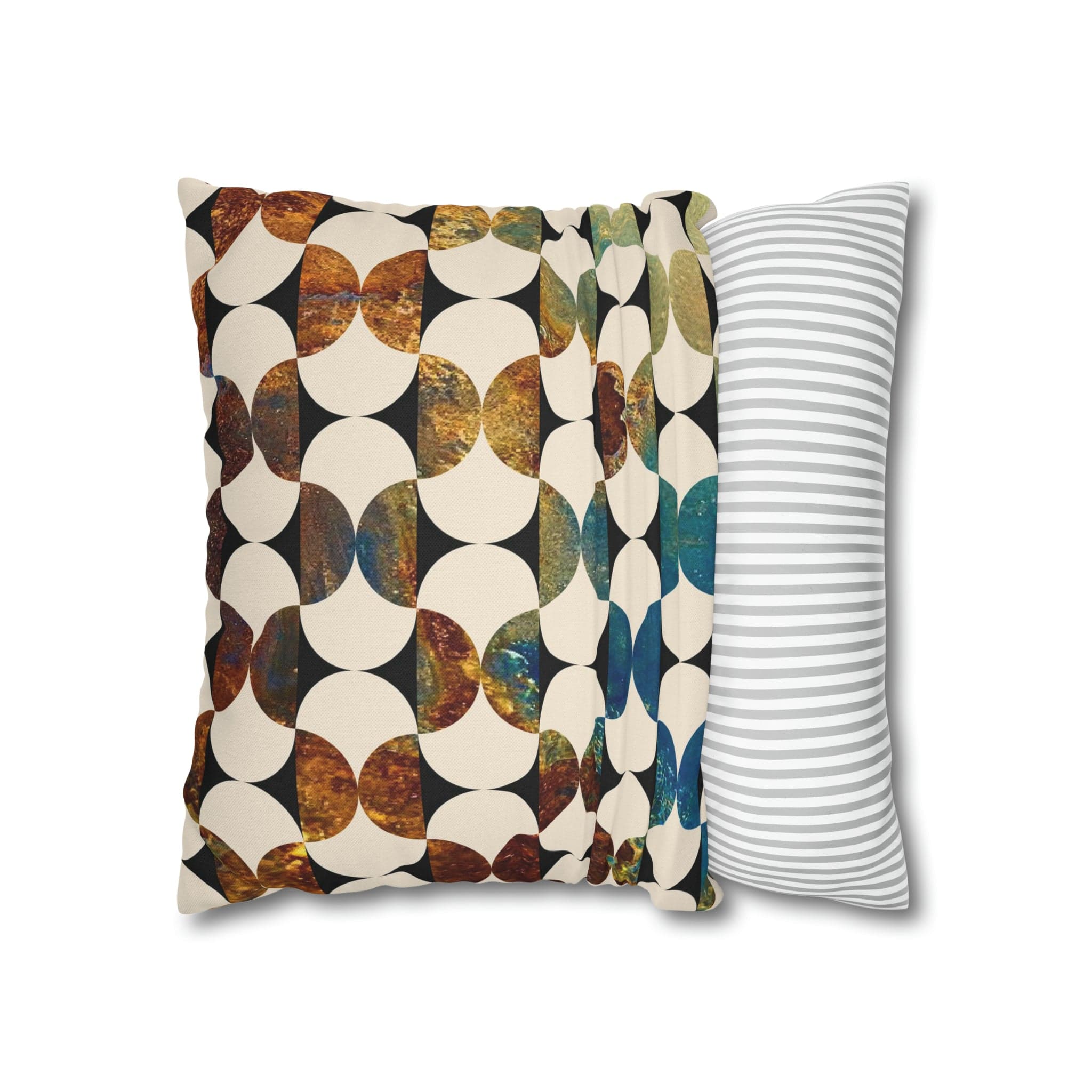 Kate McEnroe New York Mid Century Modern Geometric Abstract Throw Pillow Covers, Brown, Blue, Beige, 50s Retro Living Room, Bedroom Cushion CoversThrow Pillow Covers79006556349750932845