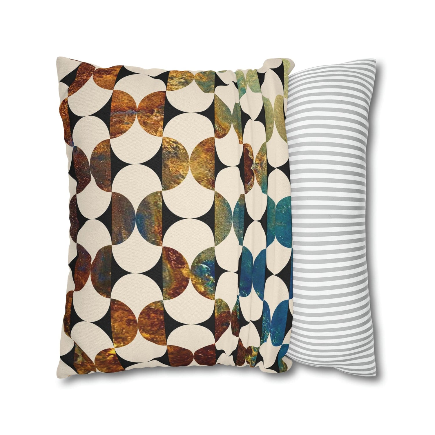 Kate McEnroe New York Mid Century Modern Geometric Abstract Throw Pillow Covers, Brown, Blue, Beige, 50s Retro Living Room, Bedroom Cushion CoversThrow Pillow Covers28202314644540254785