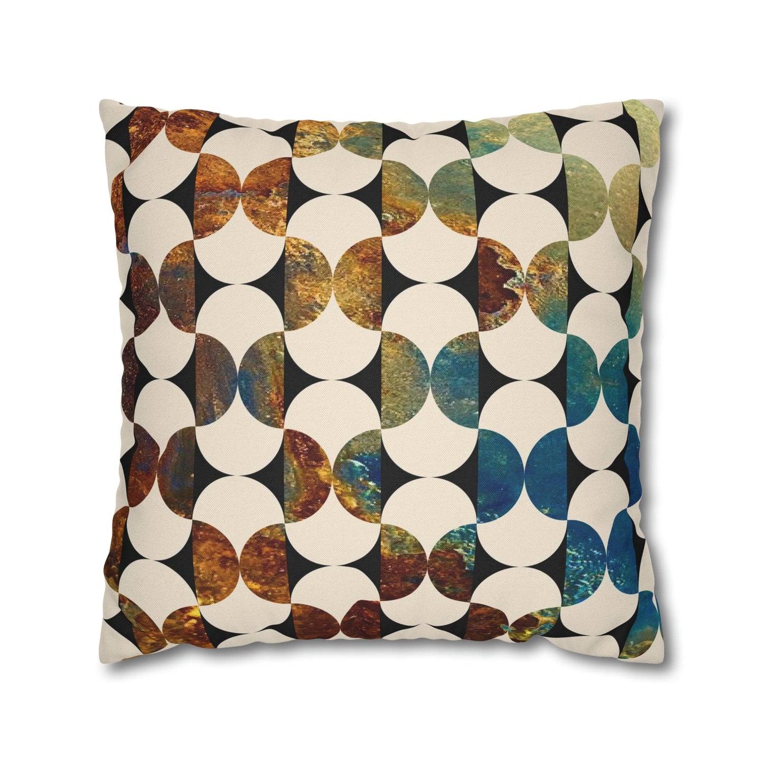 Kate McEnroe New York Mid Century Modern Geometric Abstract Throw Pillow Covers, Brown, Blue, Beige, 50s Retro Living Room, Bedroom Cushion CoversThrow Pillow Covers28202314644540254785