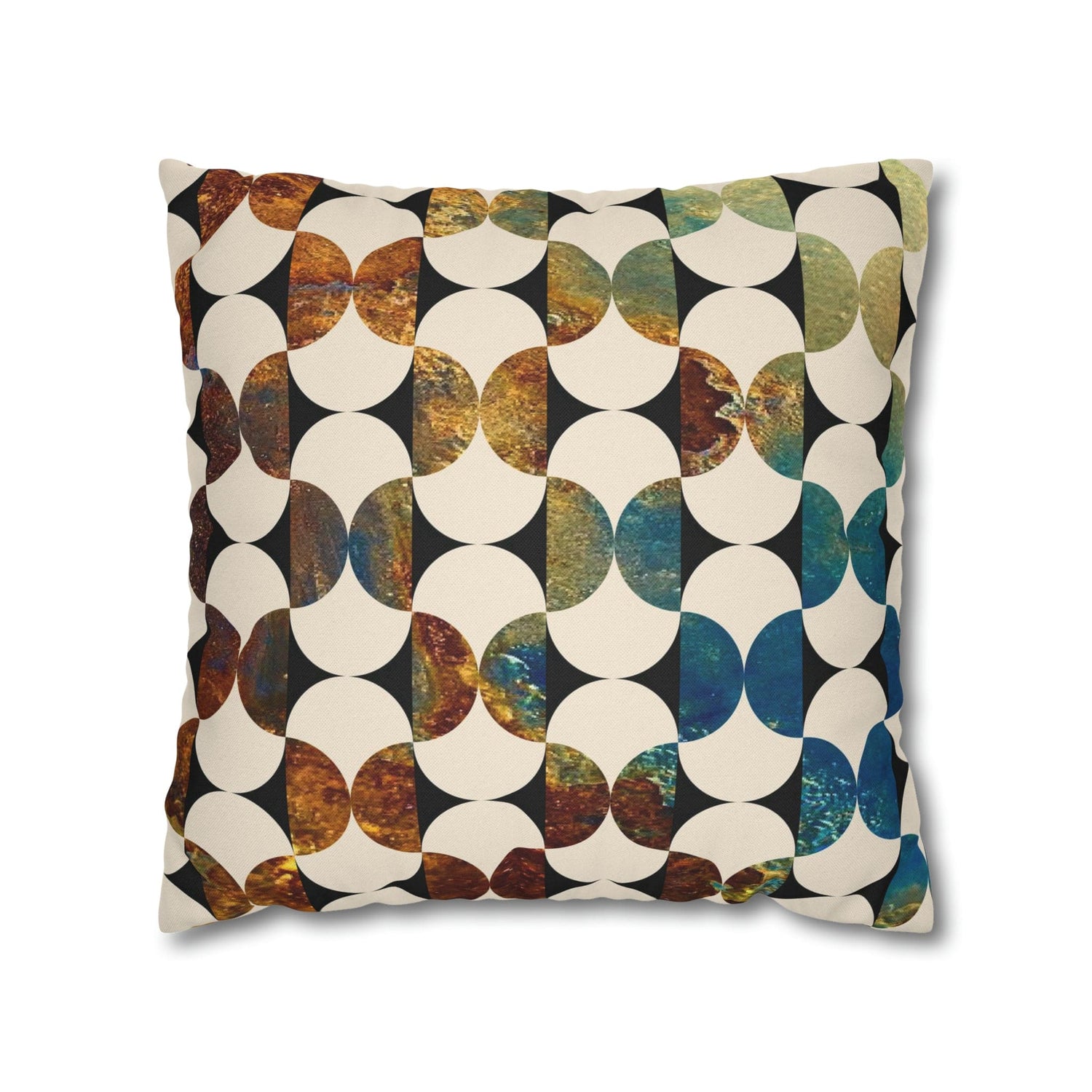 Kate McEnroe New York Mid Century Modern Geometric Abstract Throw Pillow Covers, Brown, Blue, Beige, 50s Retro Living Room, Bedroom Cushion CoversThrow Pillow Covers79006556349750932845