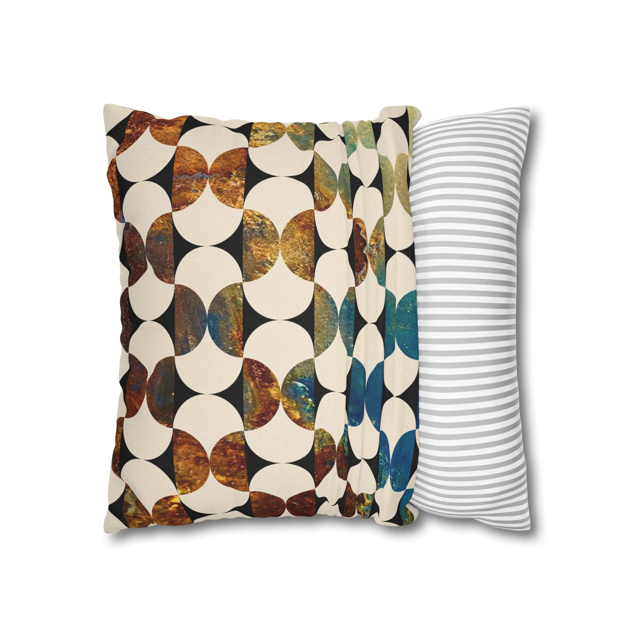 Kate McEnroe New York Mid Century Modern Geometric Abstract Throw Pillow Covers, Brown, Blue, Beige, 50s Retro Living Room, Bedroom Cushion CoversThrow Pillow Covers79006556349750932845