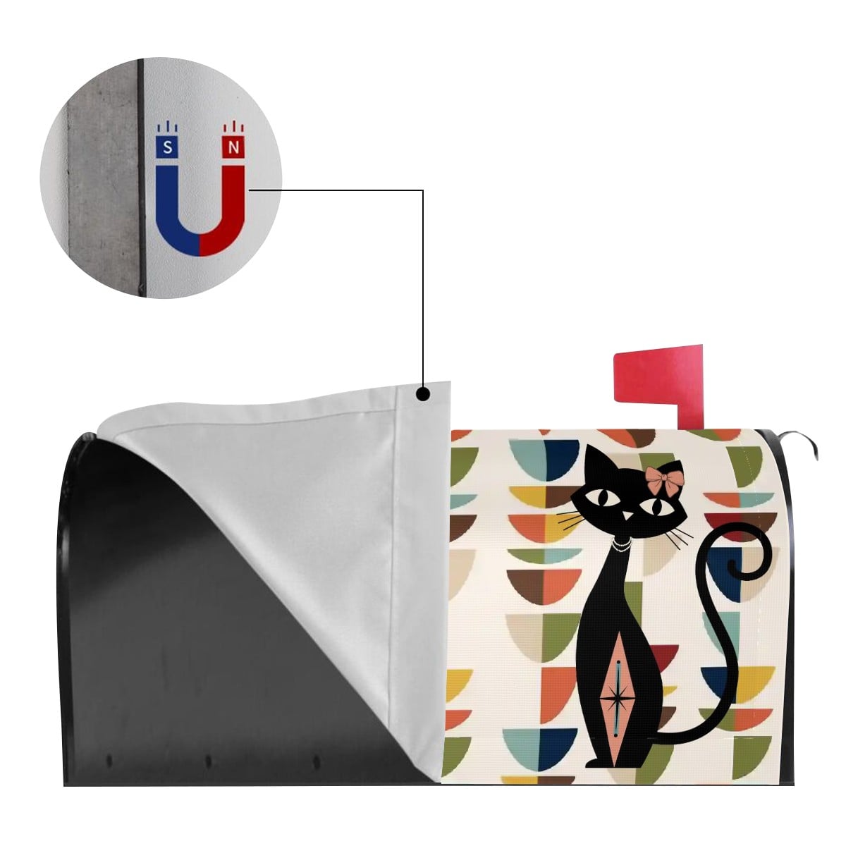 Kate McEnroe New York Mid Century Modern Geometric Atomic Cat Magnetic Mailbox CoverMailbox CoversQgHTZxa9US